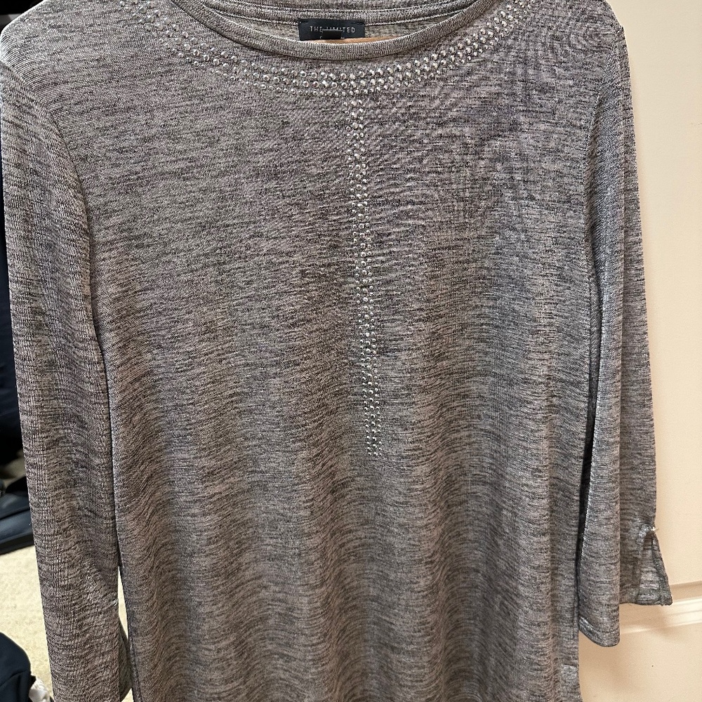 The Limited Gray 3/4 Sleeve with bead embellishments